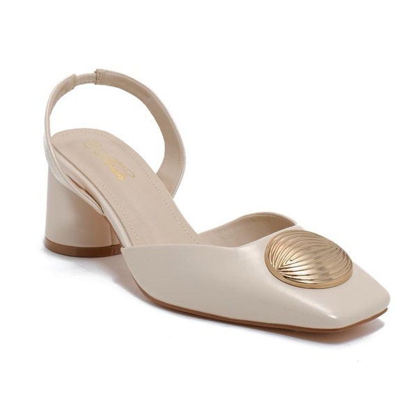 Nude square toed pendant heel - Picture 2 of 4